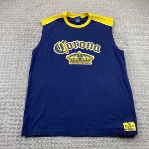 Corona Extra Shirt Men Large L Navy Blue Tank Top Muscle T-Shirt Y2K 2006 Beer